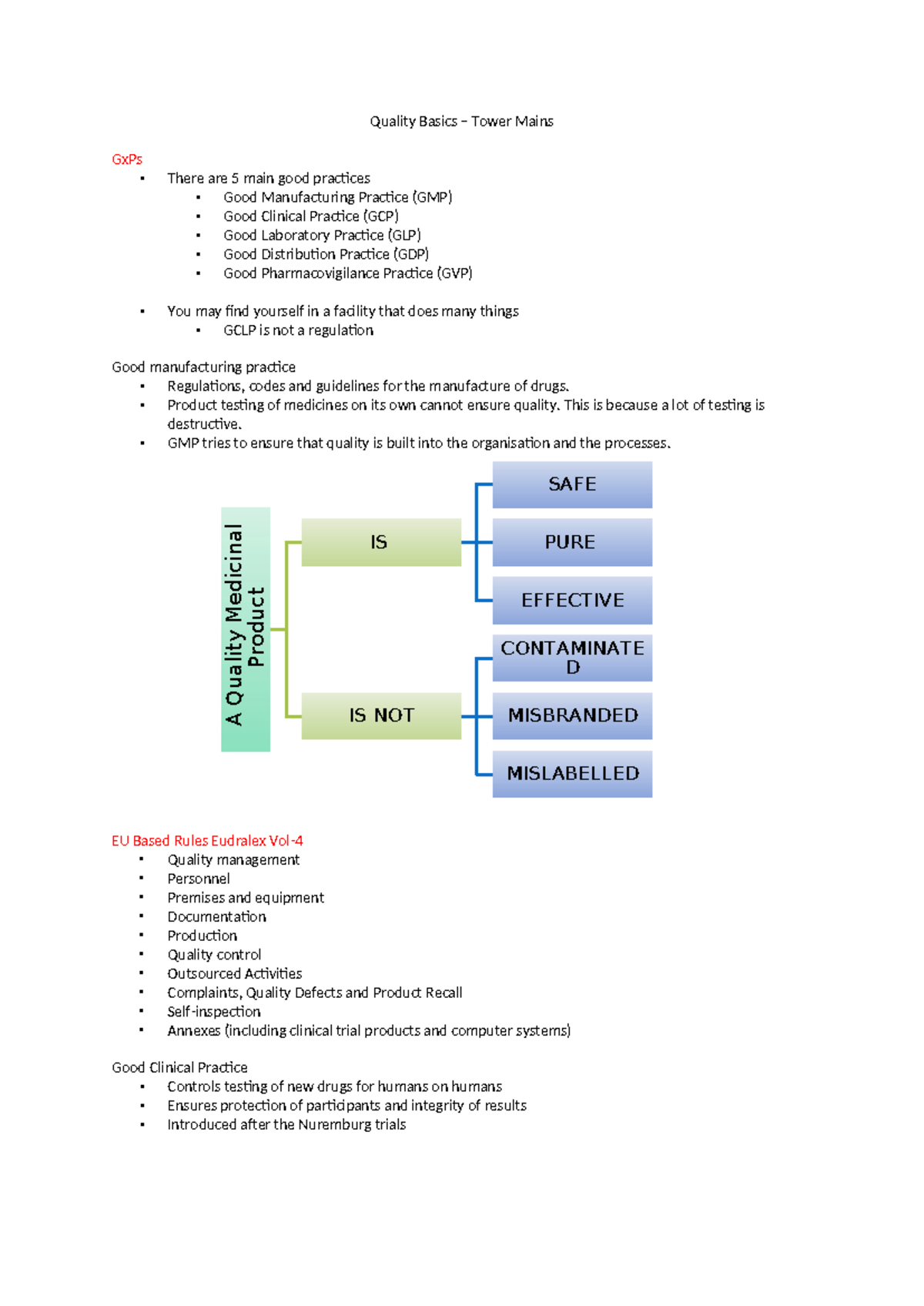 good laboratory practice - Quality Basics – Tower Mains GxPs There are ...