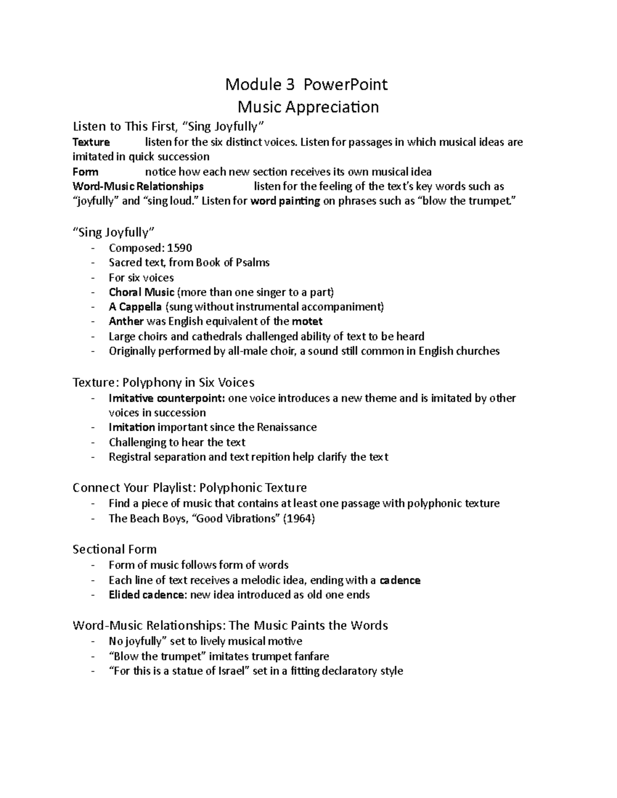 Module 3 Ch 9 - Music Appreciation Notes on 