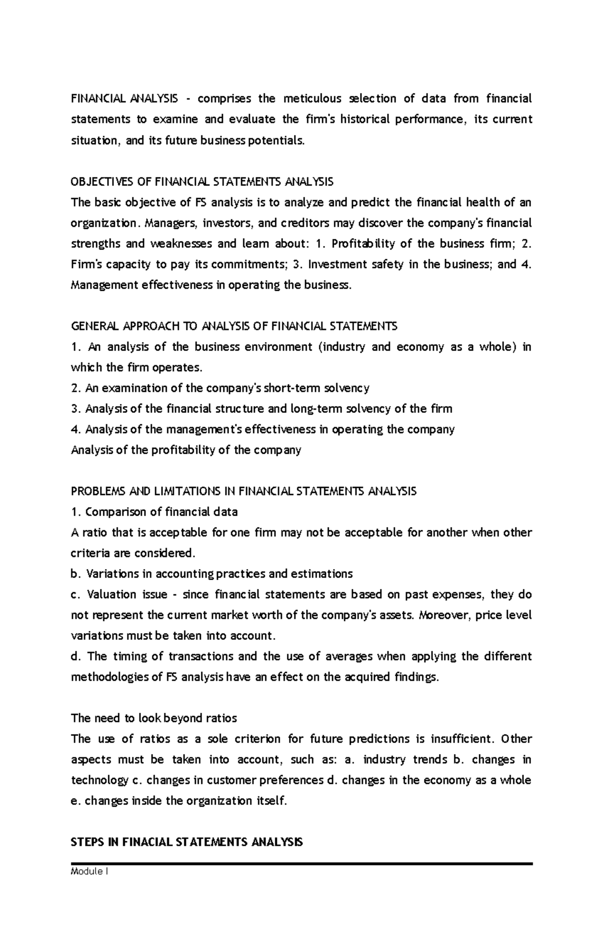 FIN 302 - Comprehensive Notes on Financial Statement Analysis Part 2 ...