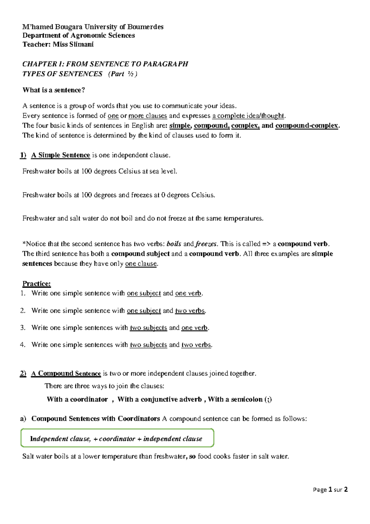 Chapter I: From Sentence to Paragraph - Types of Sentences Overview ...