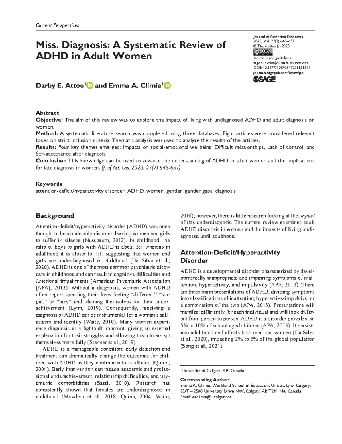 Systematic Review of Adult ADHD Diagnosis in Women: Insights & Impacts ...
