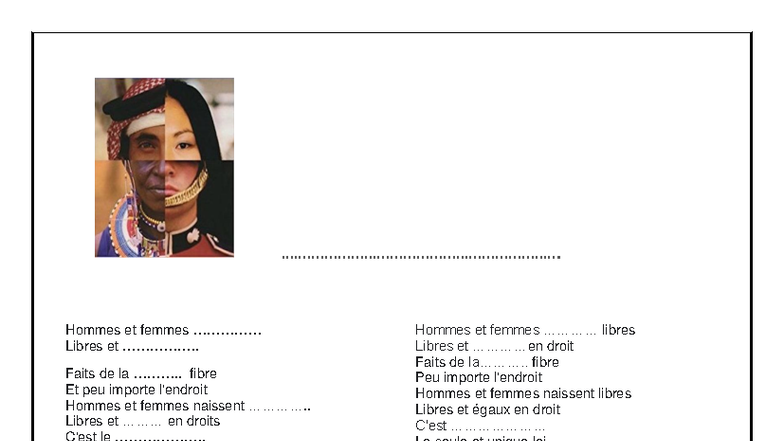 Hommes et Femmes Libres : Droits et Égalité - Toi, Mon Semblable Oral ...