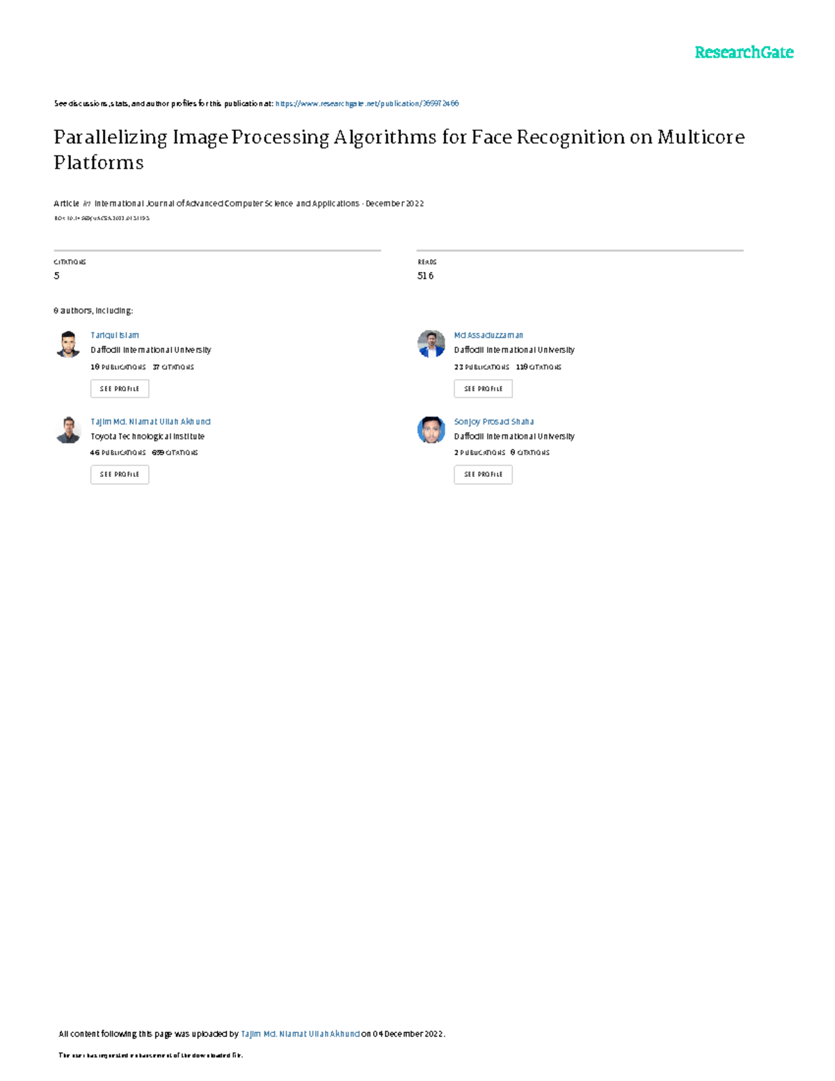 CSE 2022: Parallelizing Image Processing Algorithms for Face ...