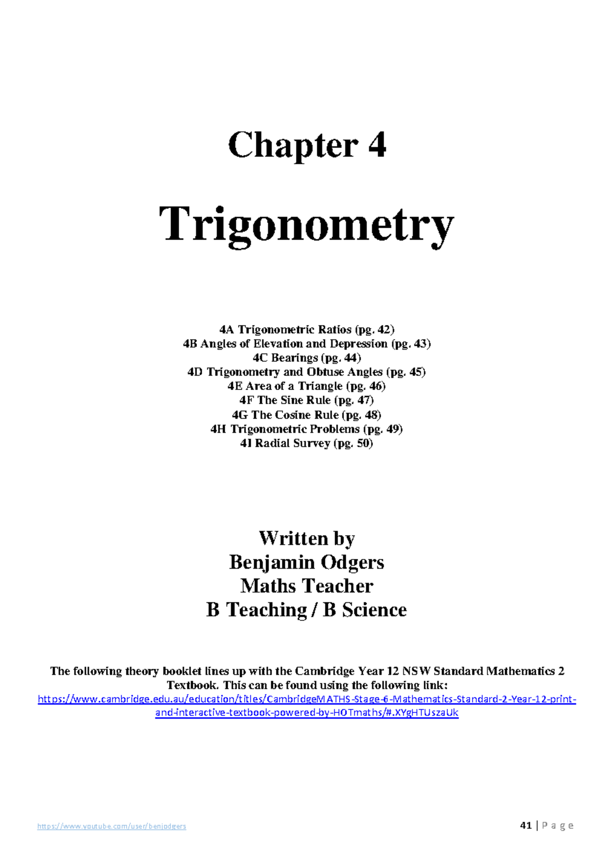 Chapter 4 Trigonometry Notes - Essential Concepts and Problems - Studocu