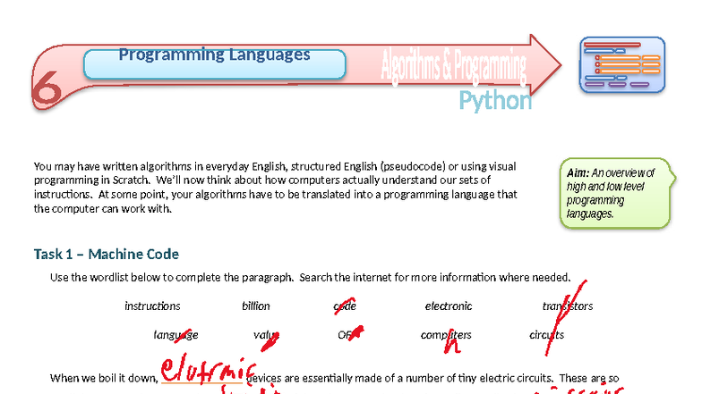 CoP046 Worksheet 1: Overview of Programming Languages - Studocu