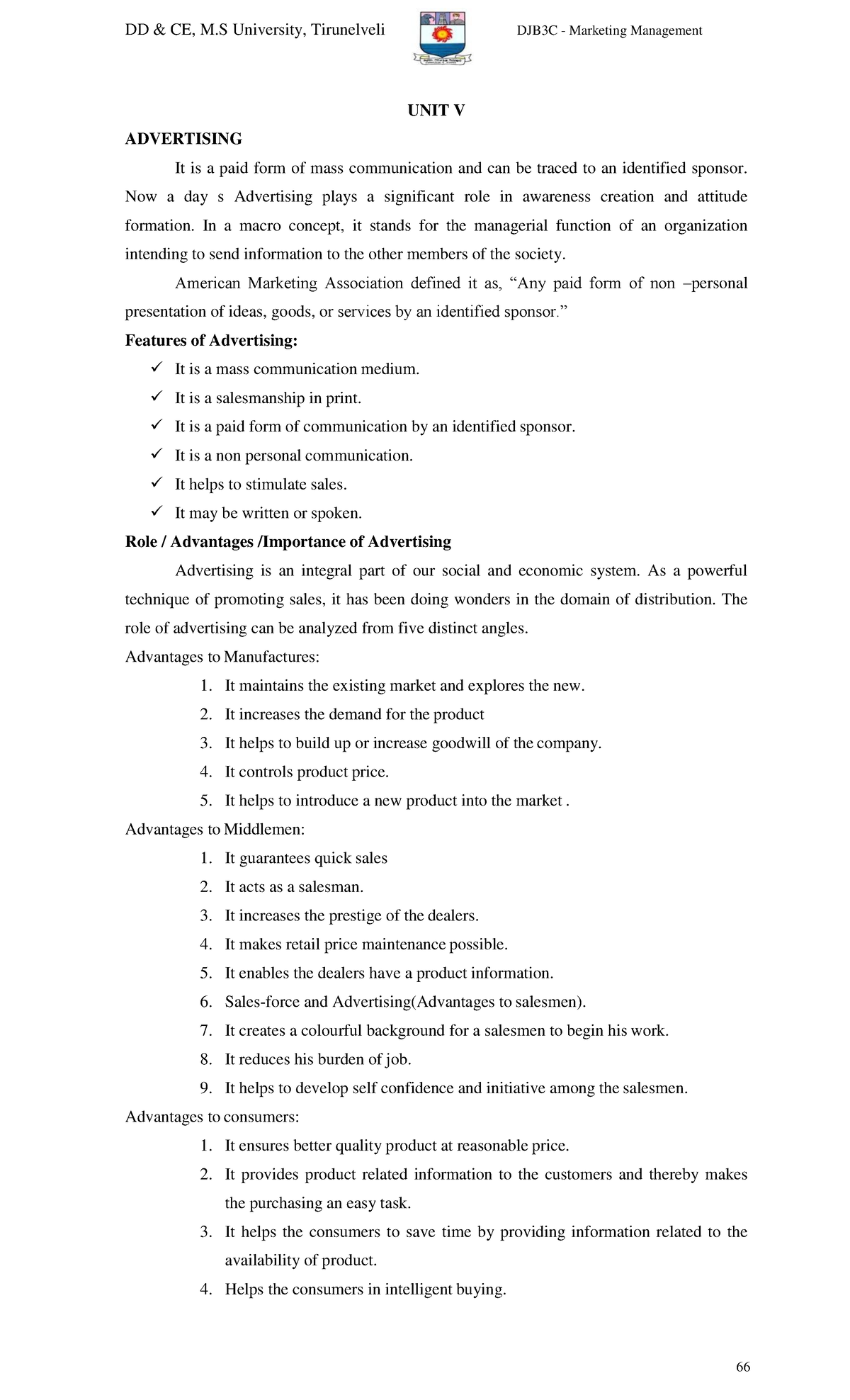 Marketing Management Unit 5: Advertising Concepts and Strategies - Studocu