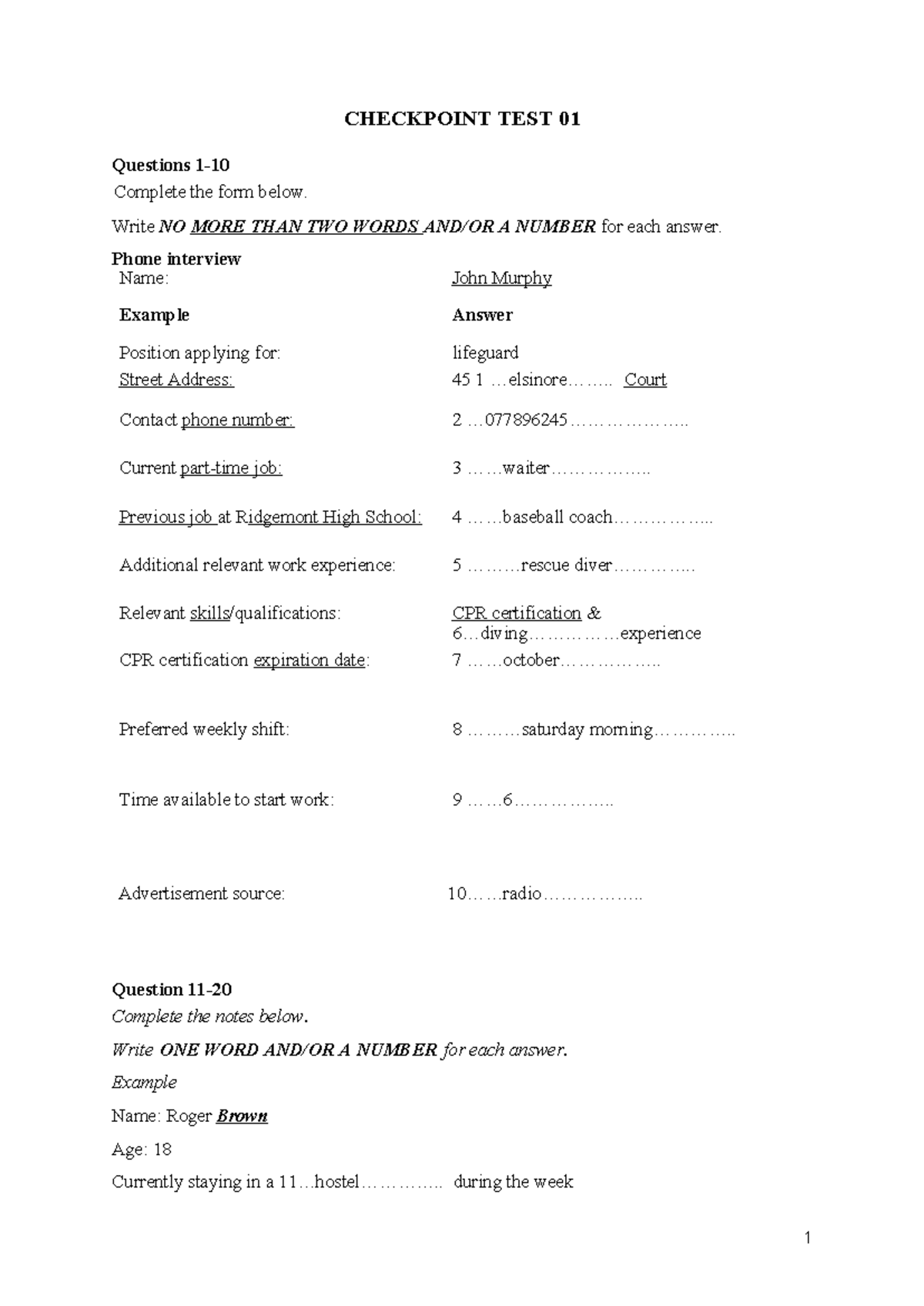 Checkpoint Test 01: Interview & Conference Notes - Studocu