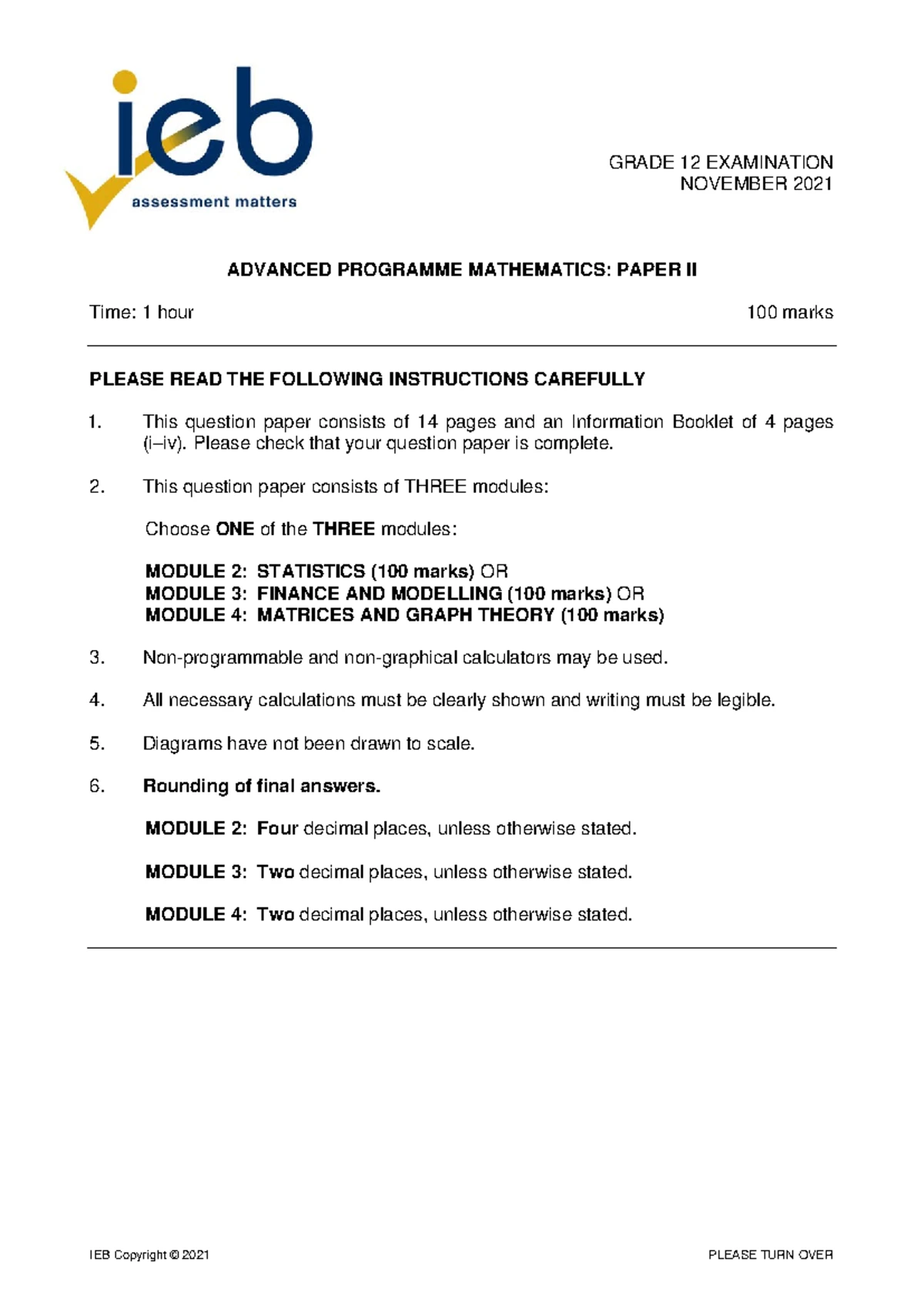 WTW 154 Study Guide 2021 - Part I - Mathematics and Applied Mathematics ...