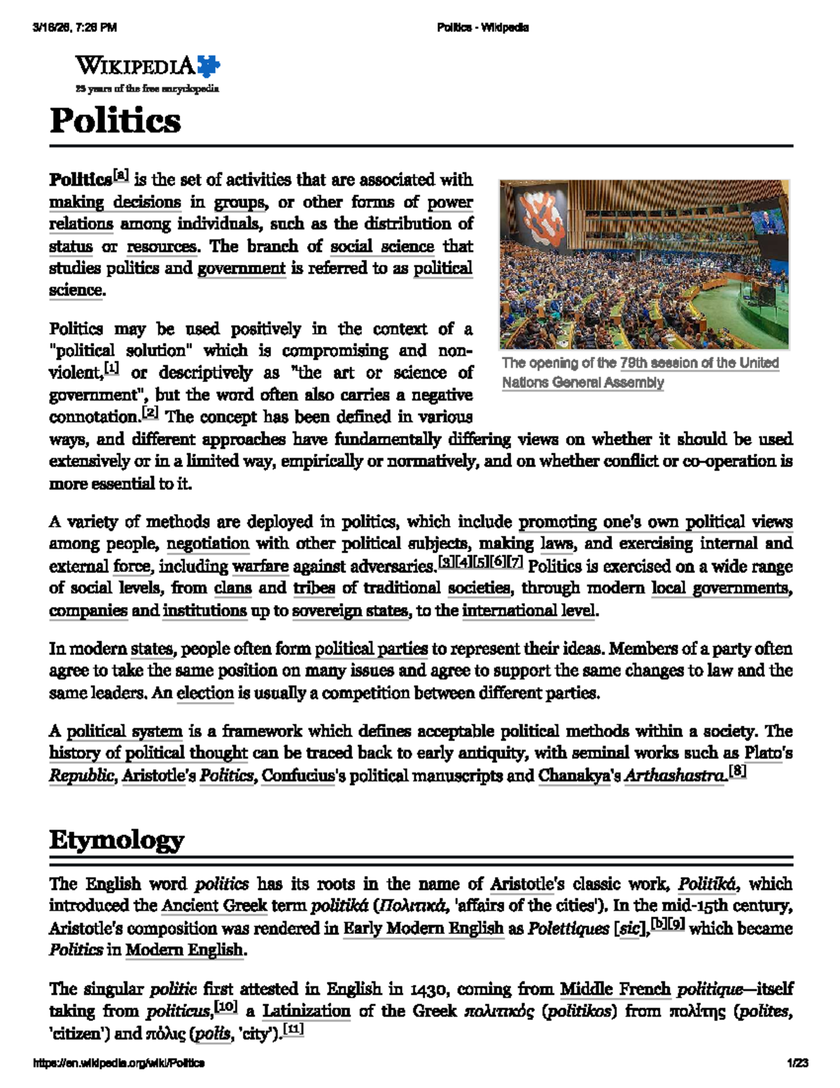 Politics Overview: Key Concepts and Theories (POL 101) - Studocu