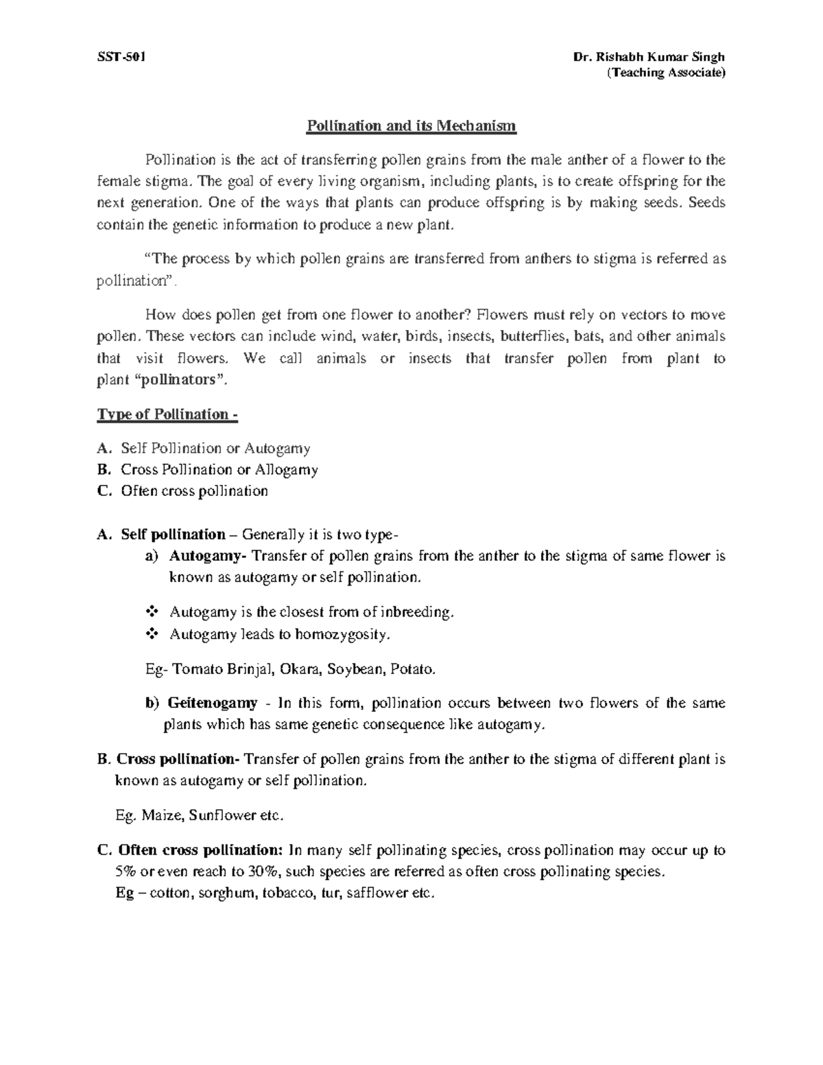 Pollination and its mechanism: A detailed study by Dr. Rishabh Kumar ...