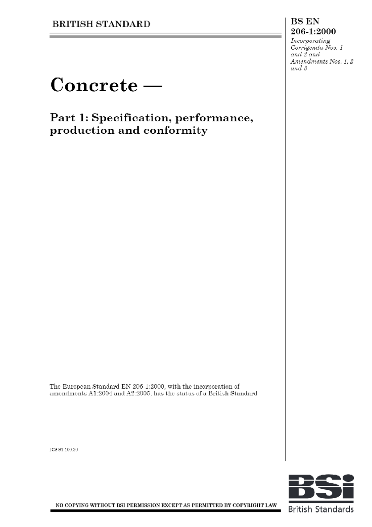 BS EN 206 1 2000 - appendix - BRITISH STANDARD BS EN Incorporating ...