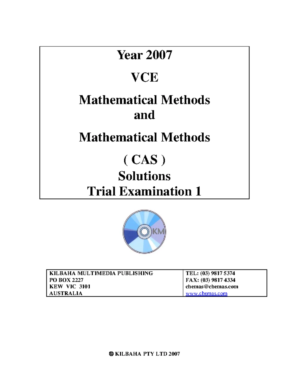 2016 VCE Further Mathematics Trial Exam 1 - Kilbaha Publishing - Studocu