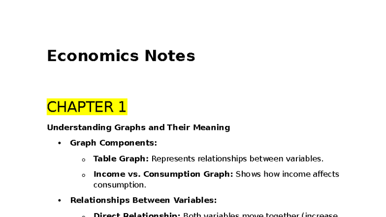 Economics Notes - CHAPTER 1 to 7 Overview and Key Concepts - Studocu