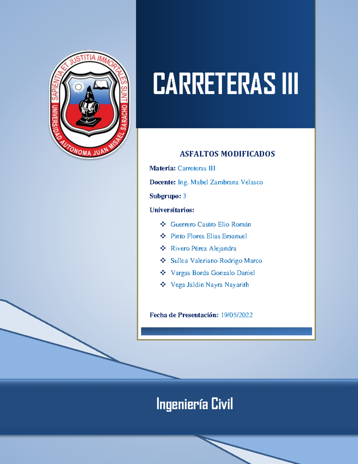 Tarea 2 - Estudio sobre Asfaltos Modificados en Carreteras III - Document Preview