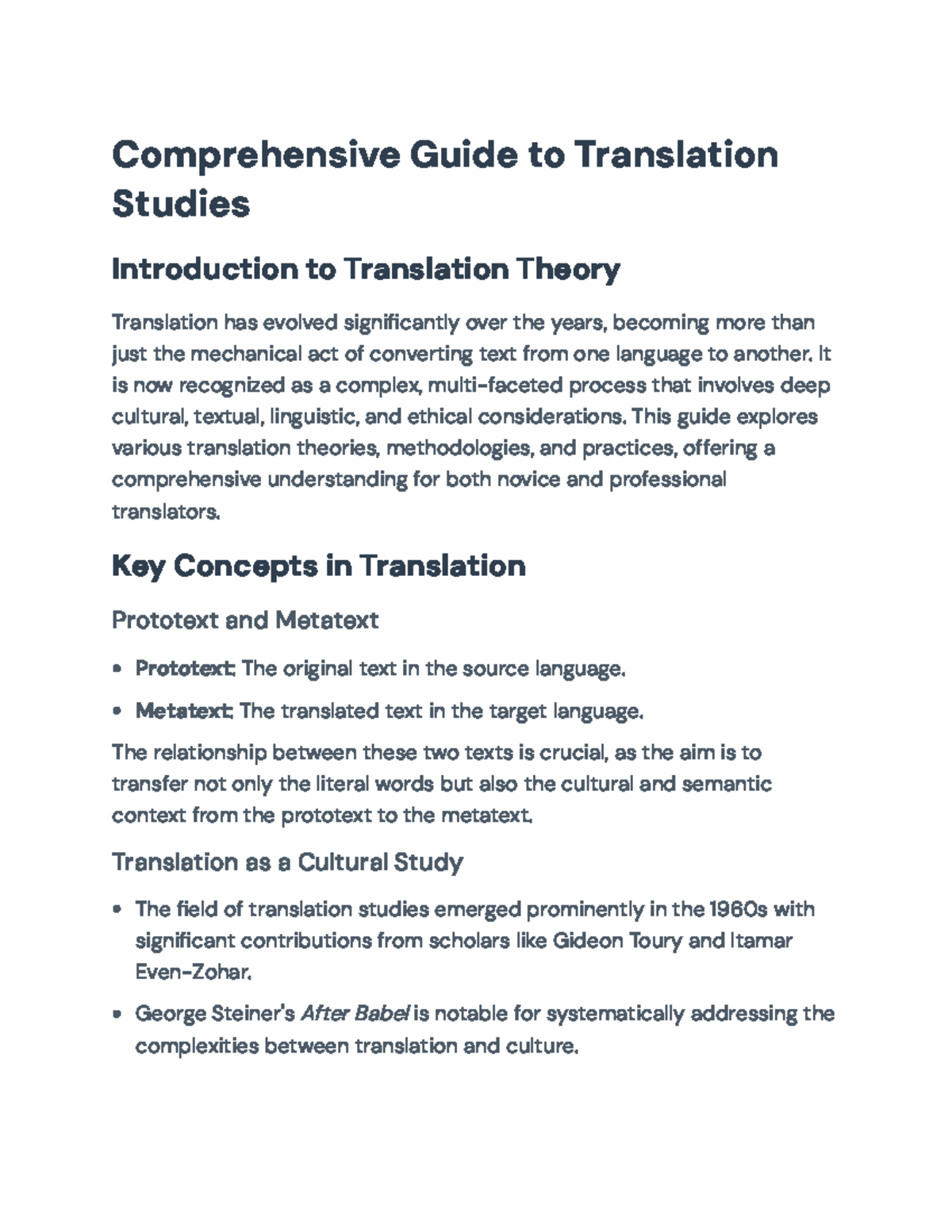 Comprehensive Guide to Translation Studies: Theory & Practices - Studocu