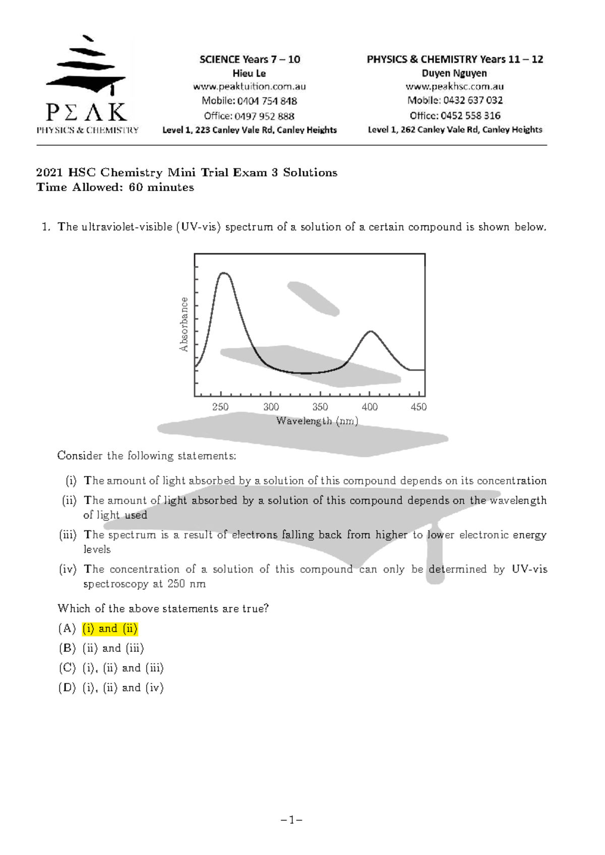 2021 HSC Chemistry Mini Trial Exam 3 Solutions - Studocu