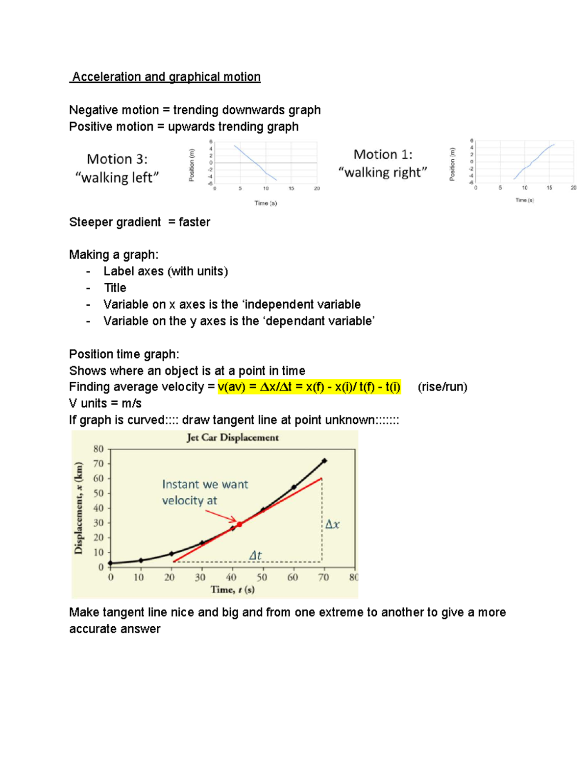 124 - Lecture Notes on Acceleration and Motion Graphs - Studocu