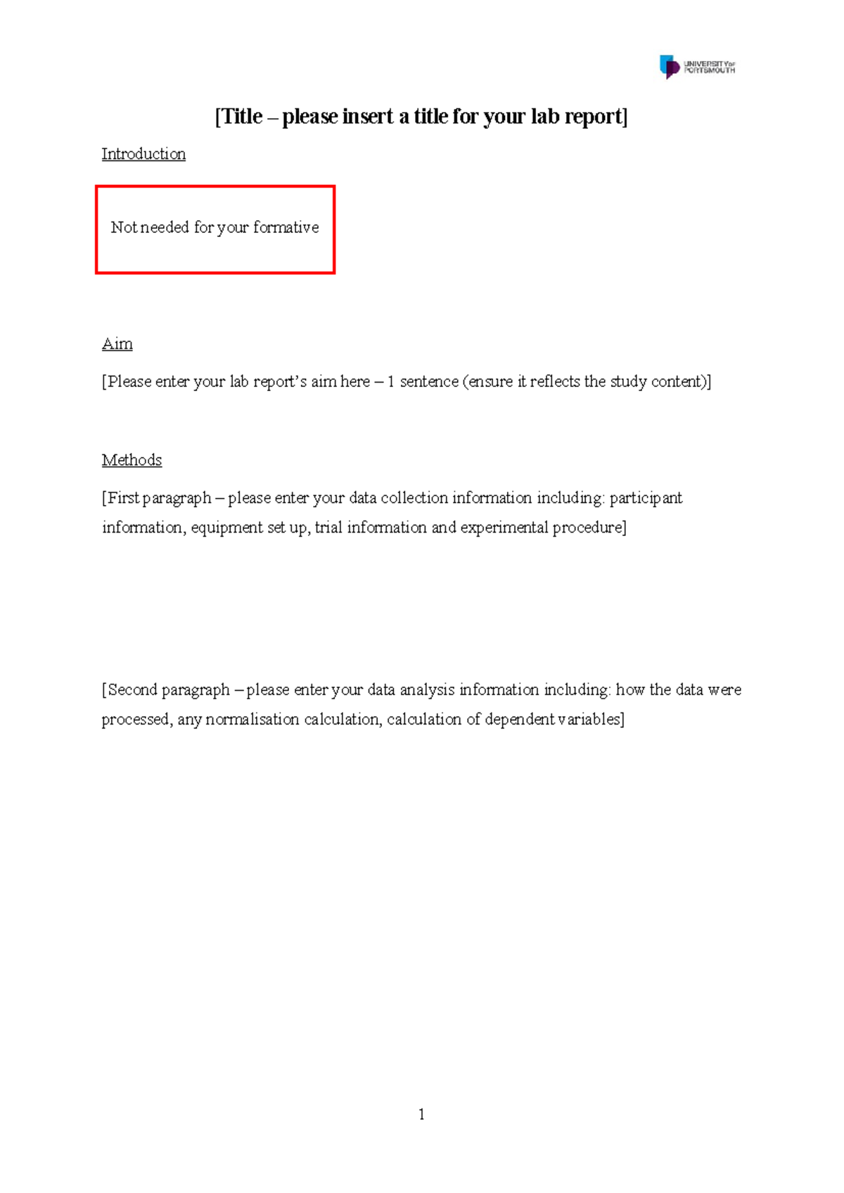 Formative Lab Report Template (13) - [Title – please insert a title for ...