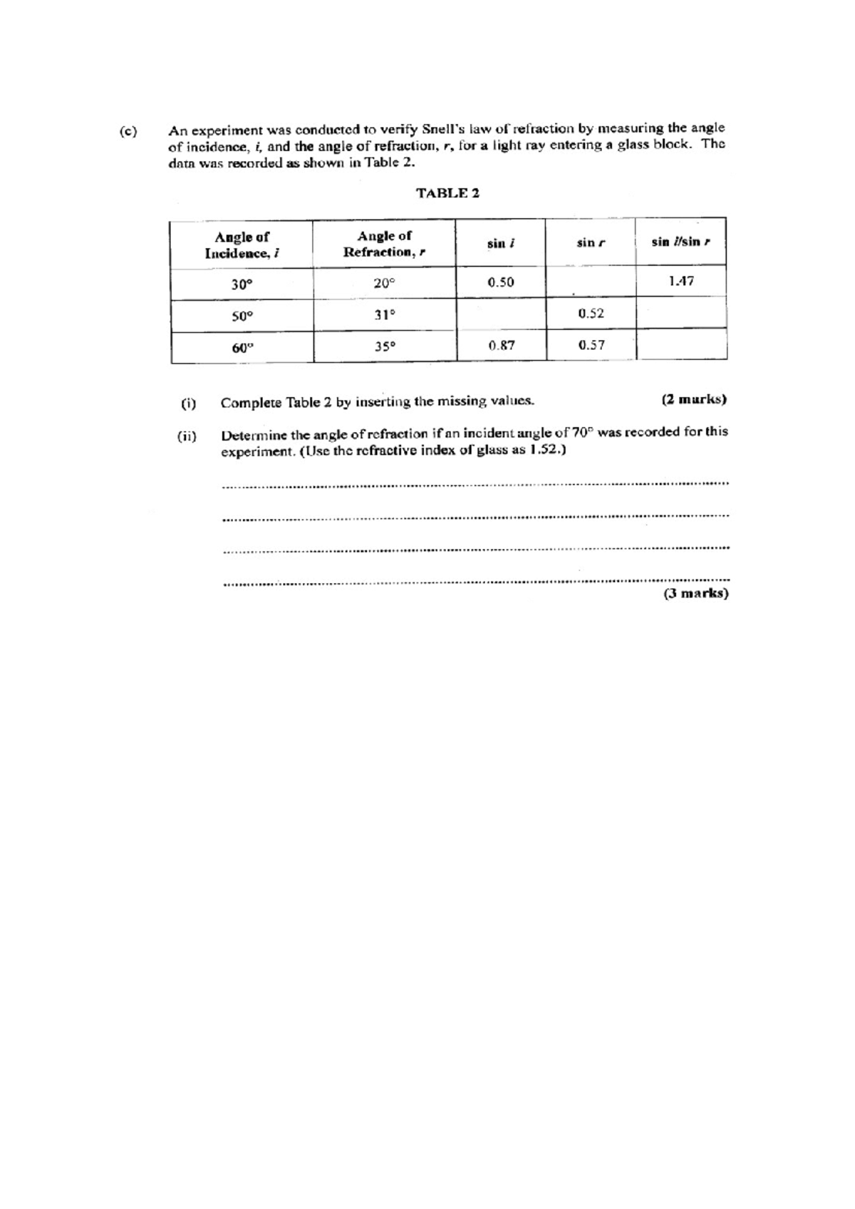 Physics A005 Light Refraction and Reflection Questions - Studocu