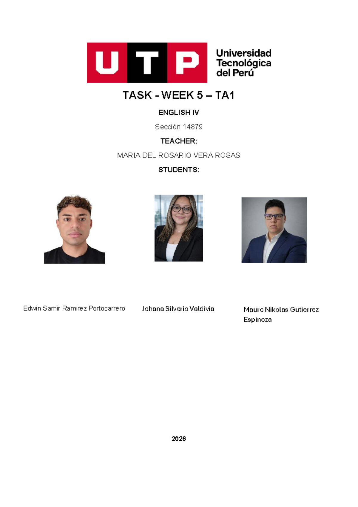 WEEK 5 TASK - TA1 ENGLISH IV (Sección 14879) - Studocu