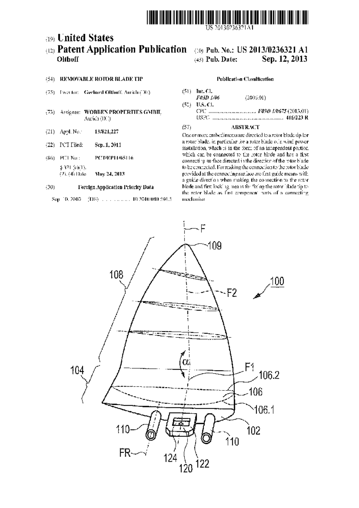 Removable Rotor Blade Tip for Wind Power Installation - US ...