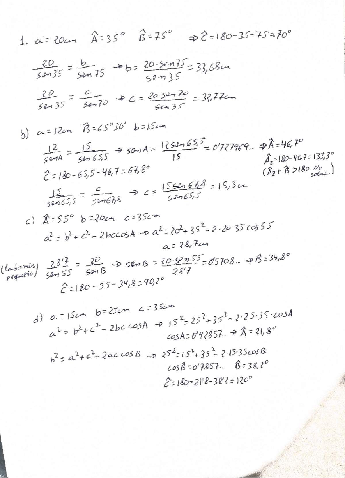 Solución Ejercicios Trigonometría 2 - Curso de Matemáticas - Studocu