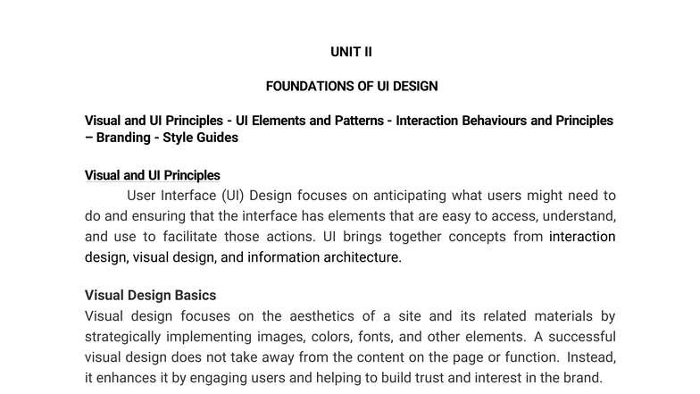 UIUX 102: Unit II Notes on Foundations of UI Design Principles - Studocu