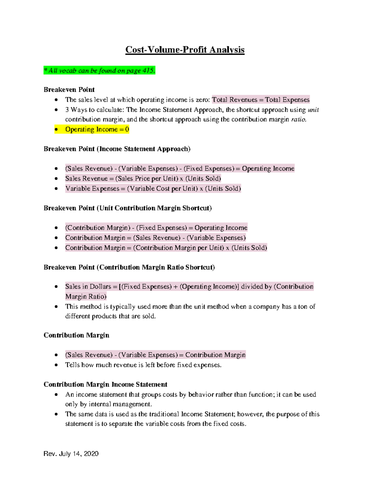 CVP - Cost-Volume-Profit Analysis Overview and Key Concepts - Studocu