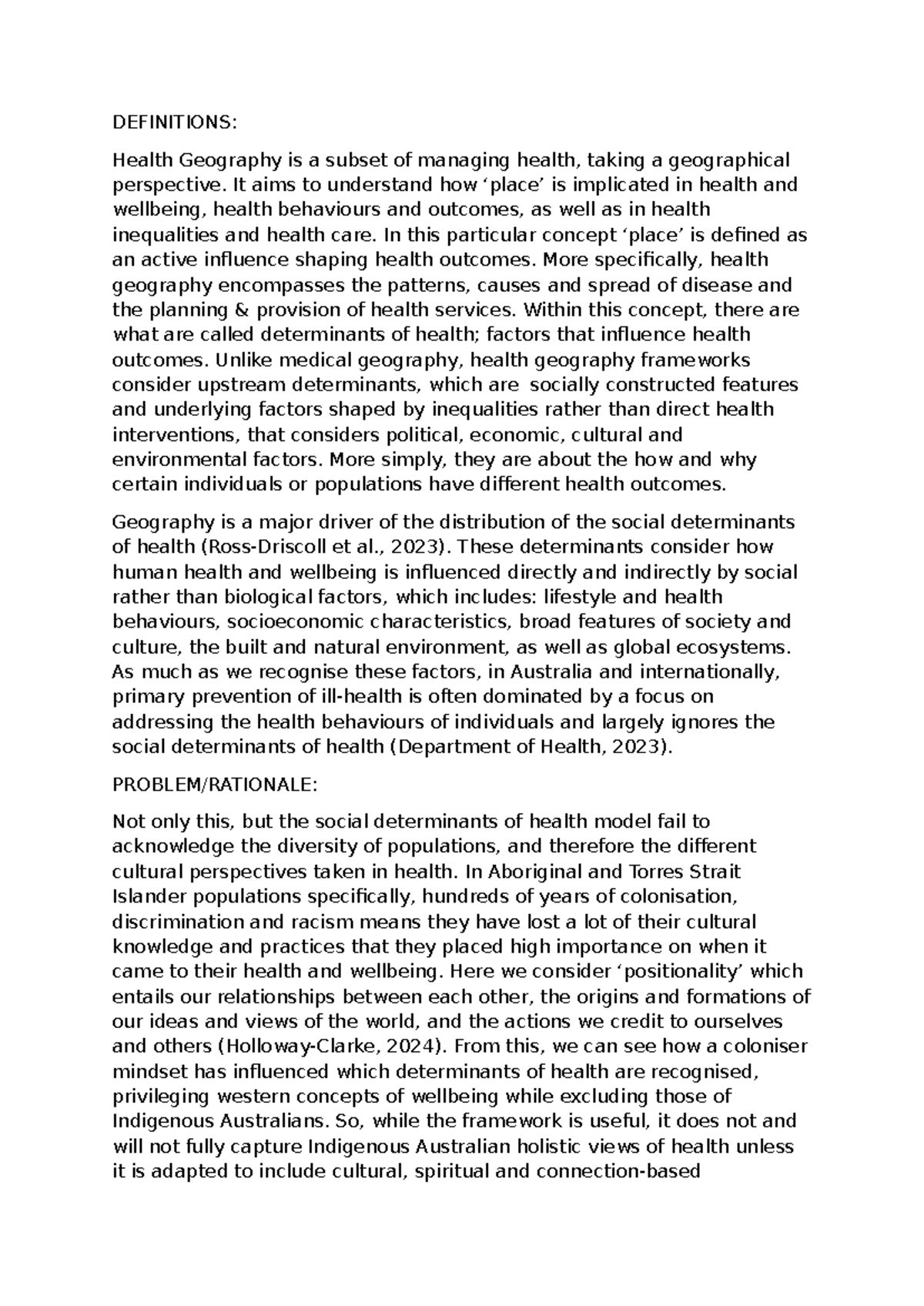 Health Geography and Social Determinants of Health: An Indigenous ...