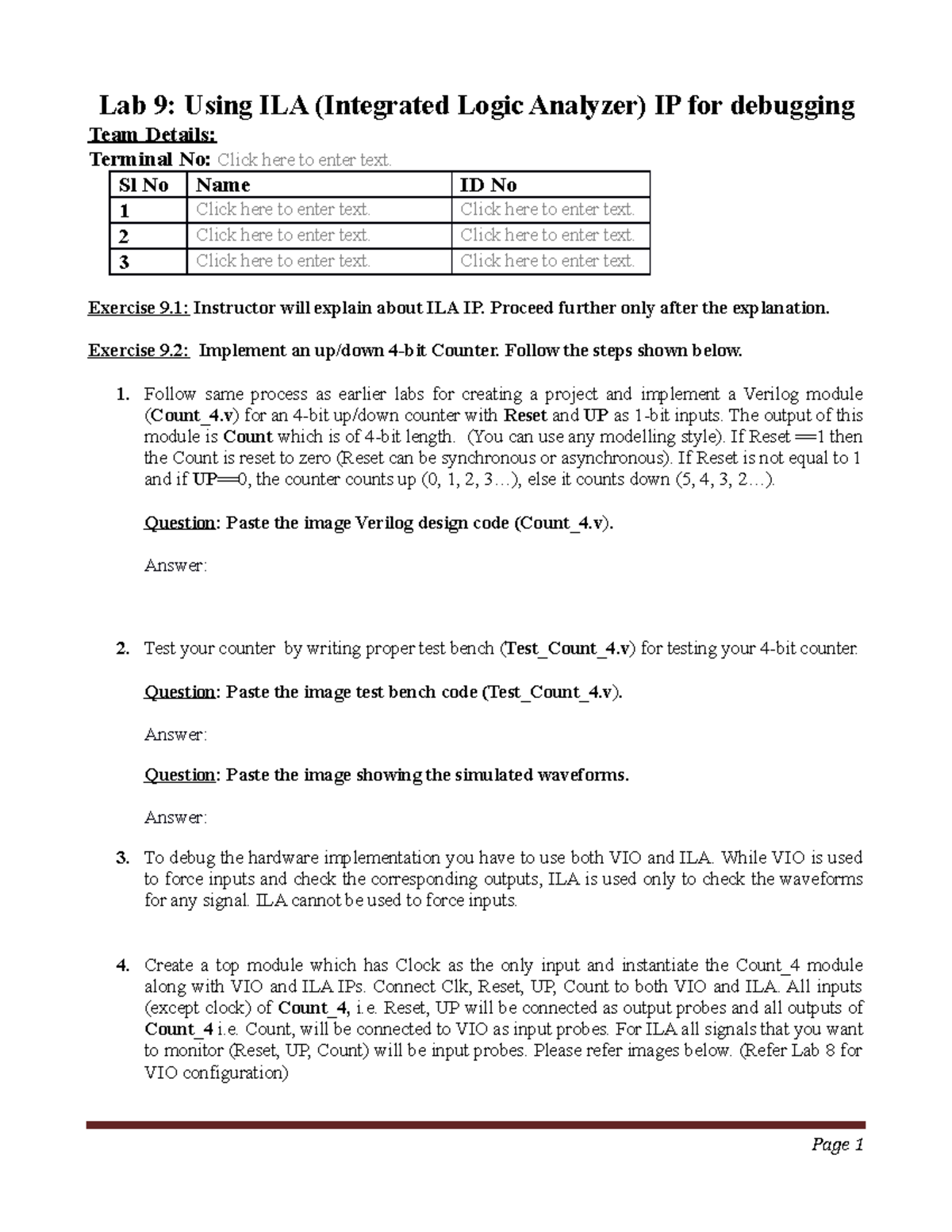 FPGA Lab8 Illinois - Lab 9: Using ILA (Integrated Logic Analyzer) IP ...