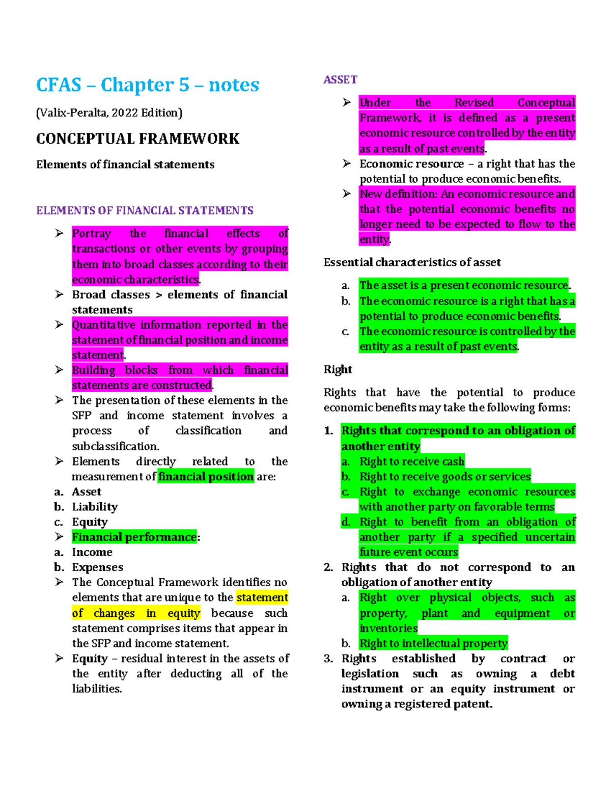 CFAS Chapter 5 Notes: Conceptual Framework & Financial Statement ...