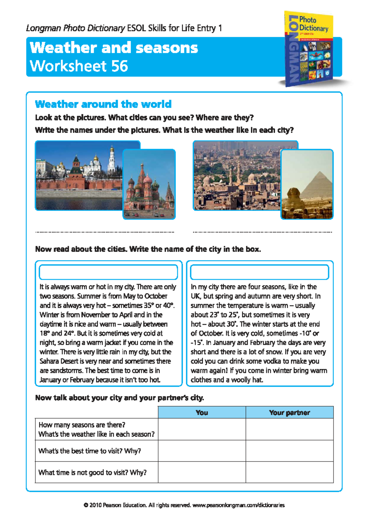 ESOL Skills for Life Entry 1: Weather & Seasons Worksheet - Studocu