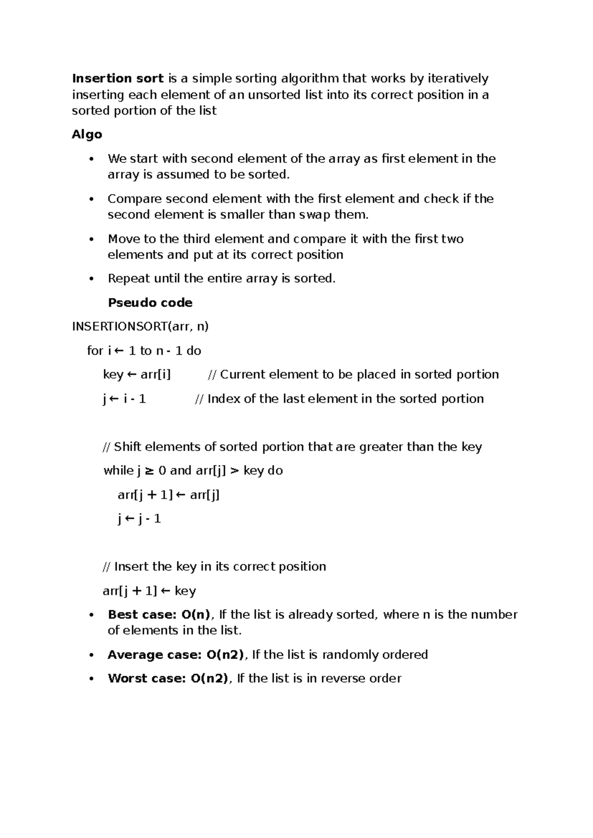 Daa - Sorting Algorithms and Complexity Analysis Notes - Studocu