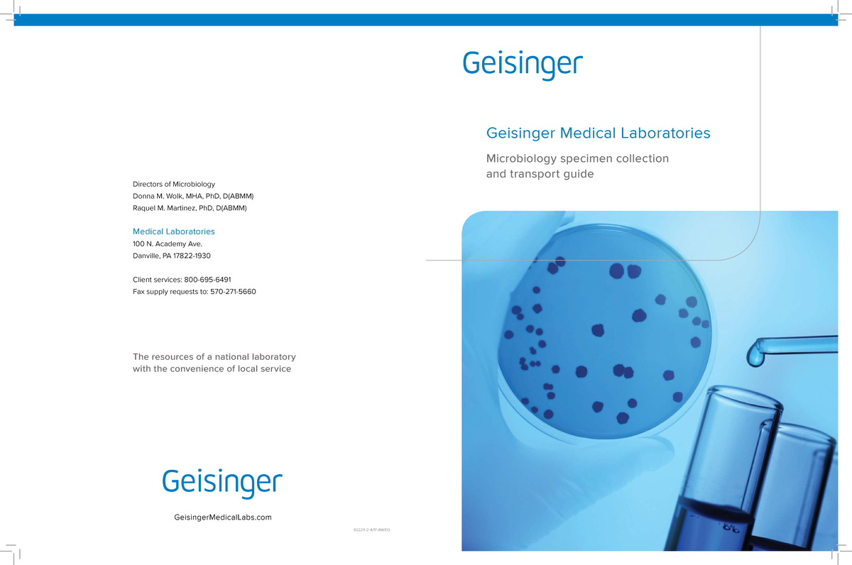 Microbiology Specimen Collection & Transport Guide - Geisinger Labs ...