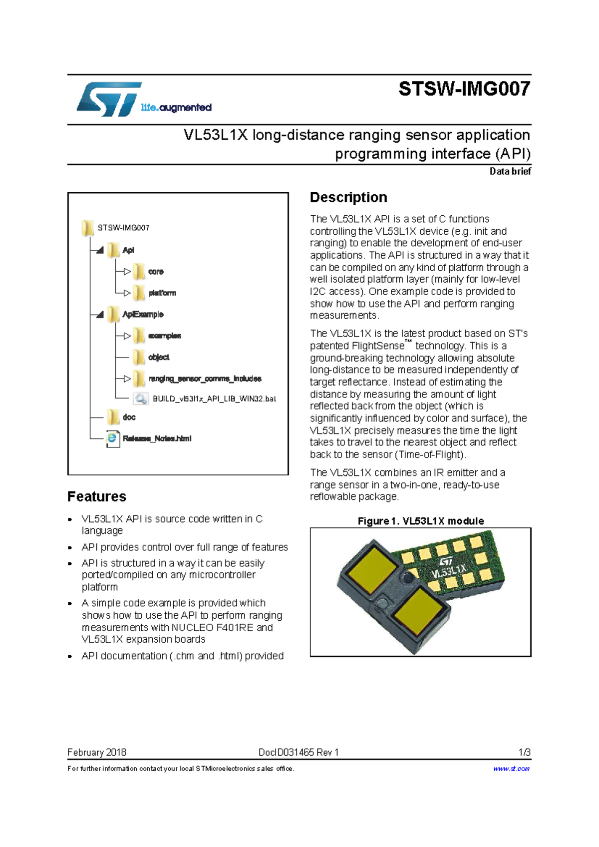 VL53L1X API Overview and Application Guide (Stsw-img007) - Studocu