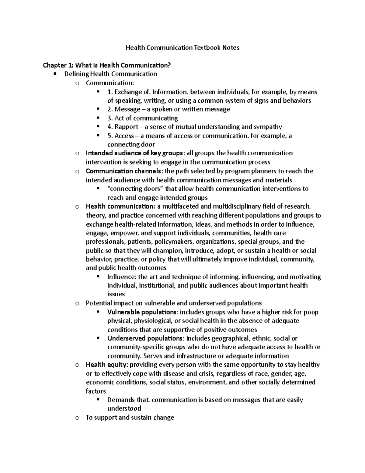 Health Communication Textbook Notes - Health Communication Textbook ...