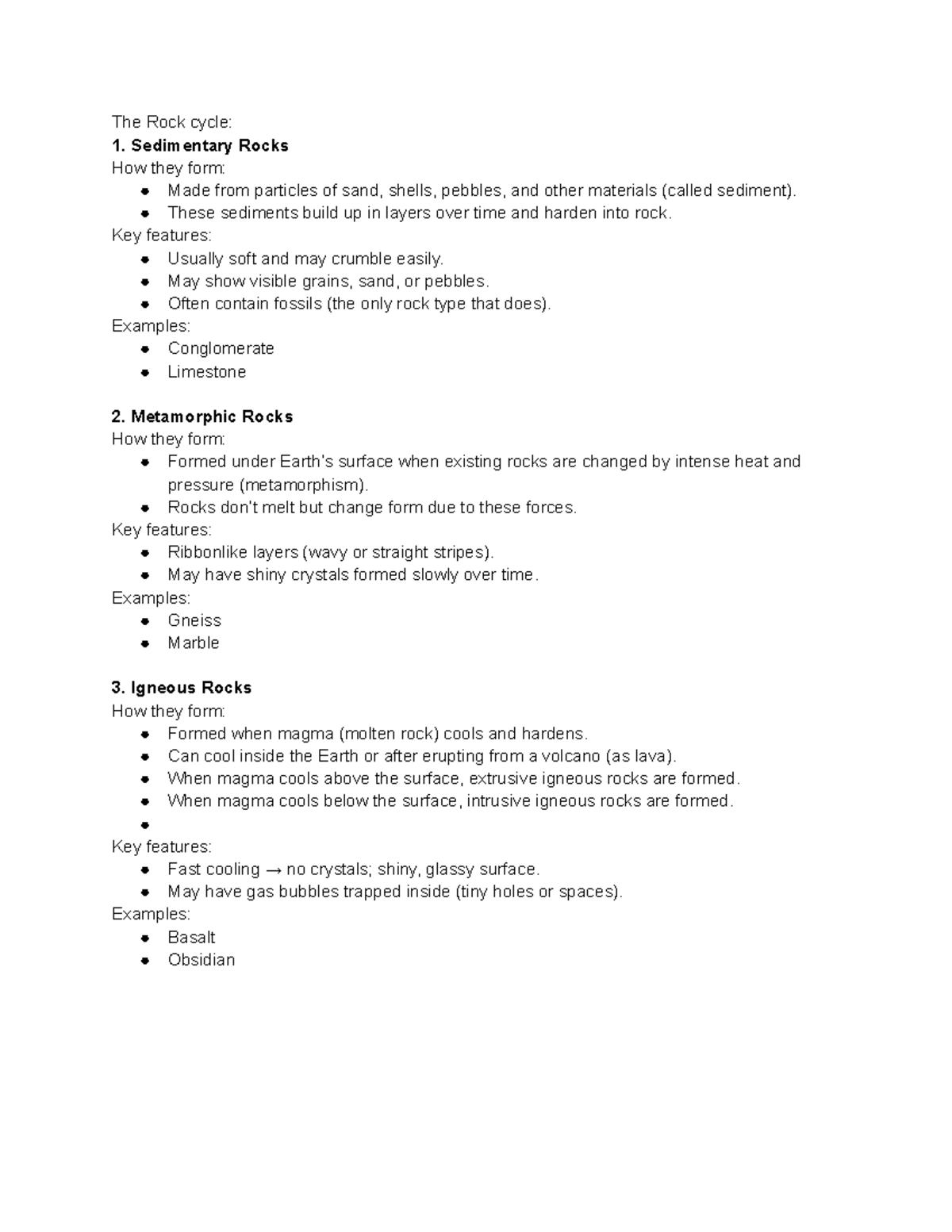 Geography 101: Midterm Review Notes on Rock Cycle & Climate Regions ...
