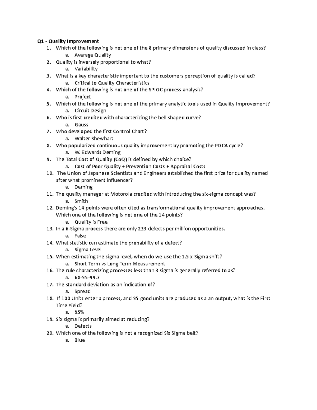 Quality HW Quizzes: Key Concepts and Practice Questions - Studocu