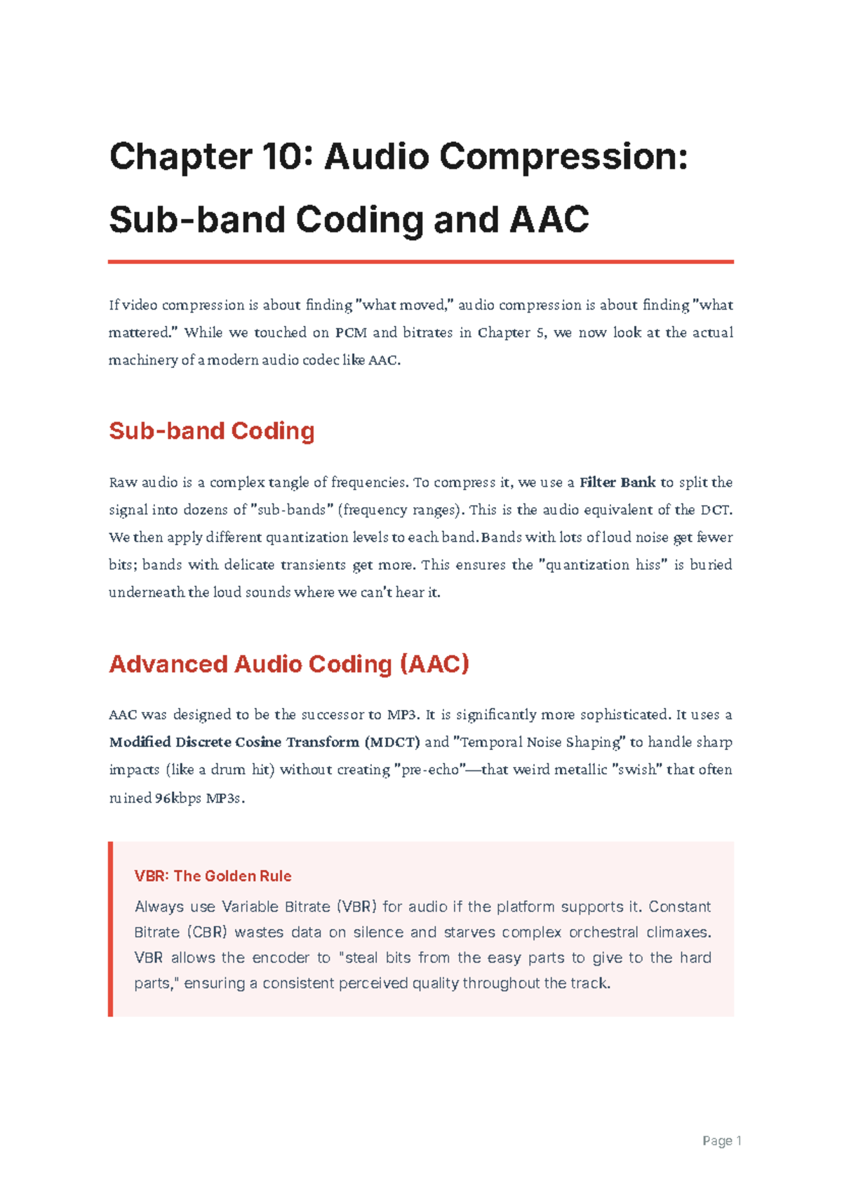 Chapter 10: Audio Compression Techniques and AAC Overview - Studocu