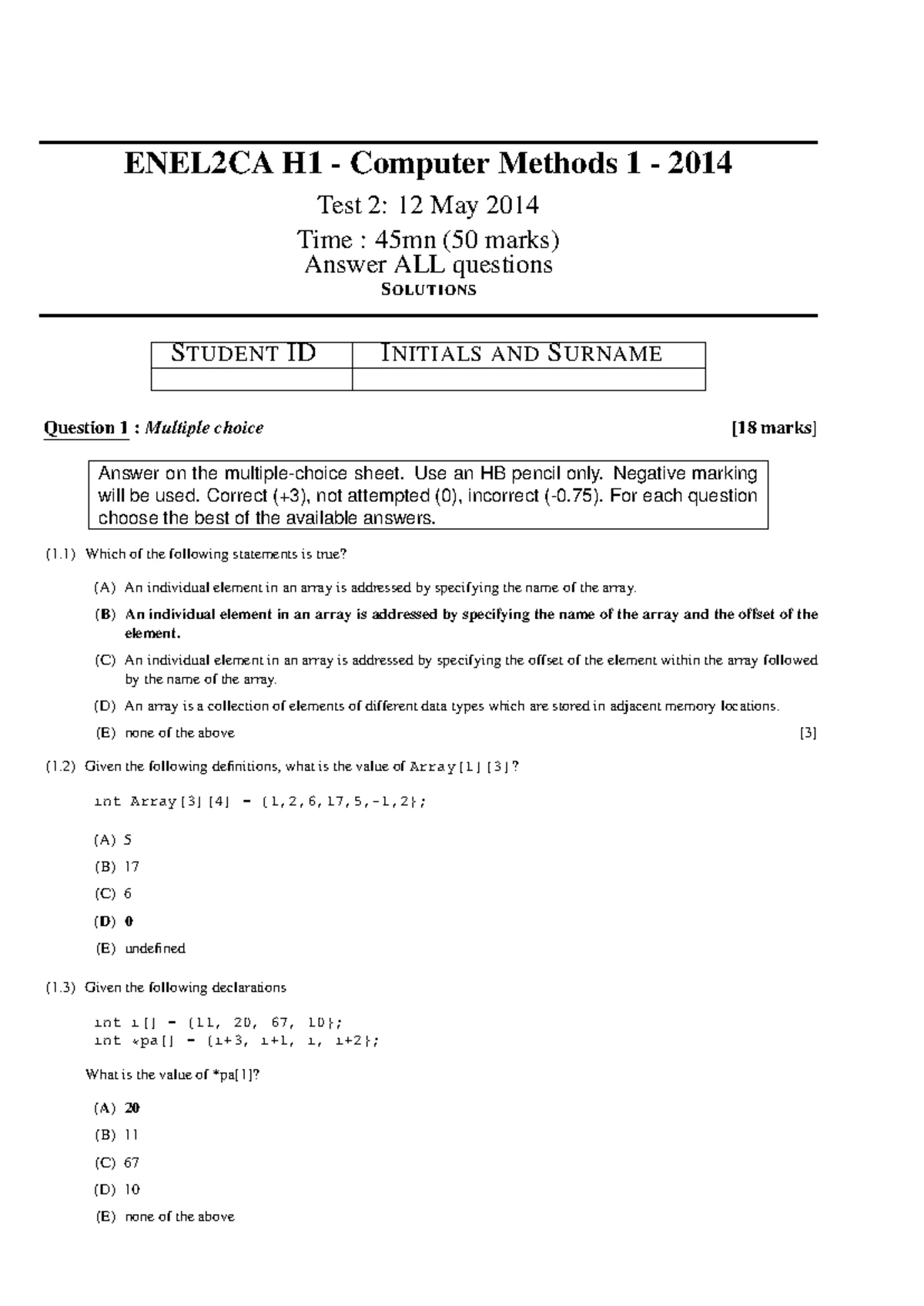 ENEL2CB 2024 Test 2 - Computer Methods Programming Assessment - Studocu