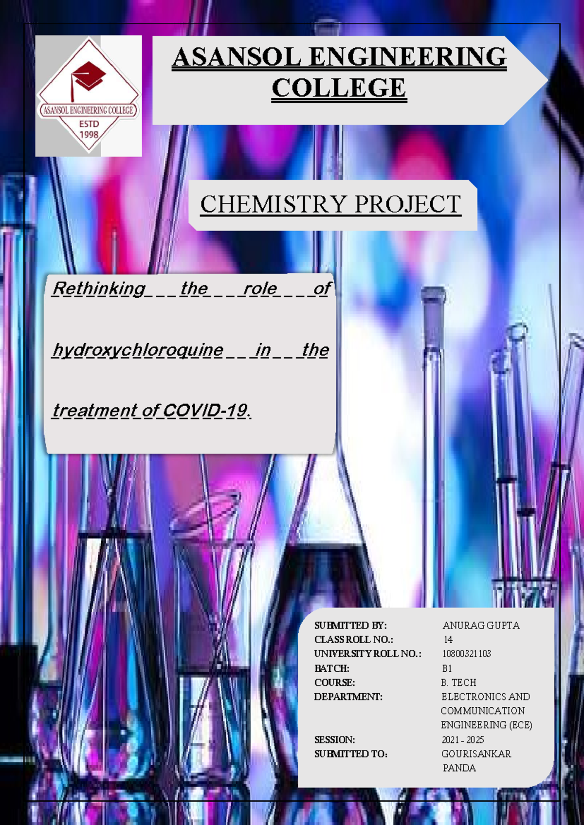 Chemistry Project - Not Applicabe - ASANSOL ENGINEERING COLLEGE ...