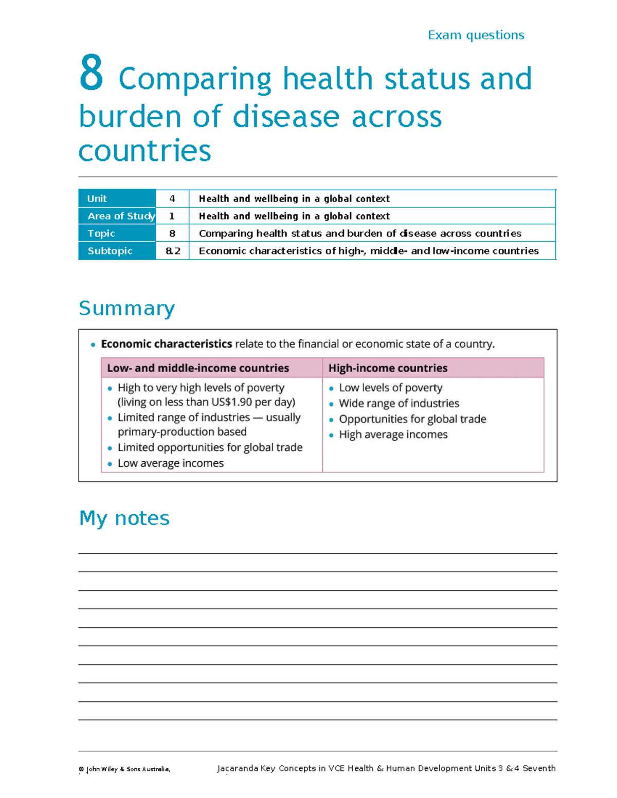 Unit 4 AOS 1 Topic 8 Exam Questions on Health Status Comparison - Studocu