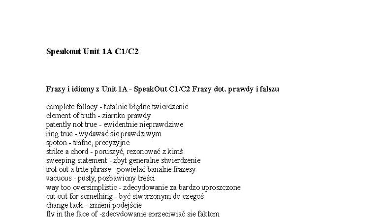 Speakout C1/C2 Unit 1A: Idioms and Phrases Revision - Studocu