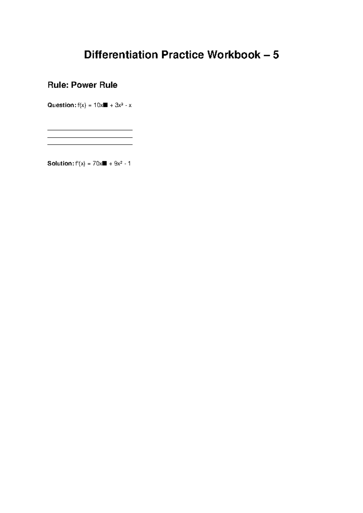 Differentiation Practice Workbook 5 - MATH221001 - Studocu