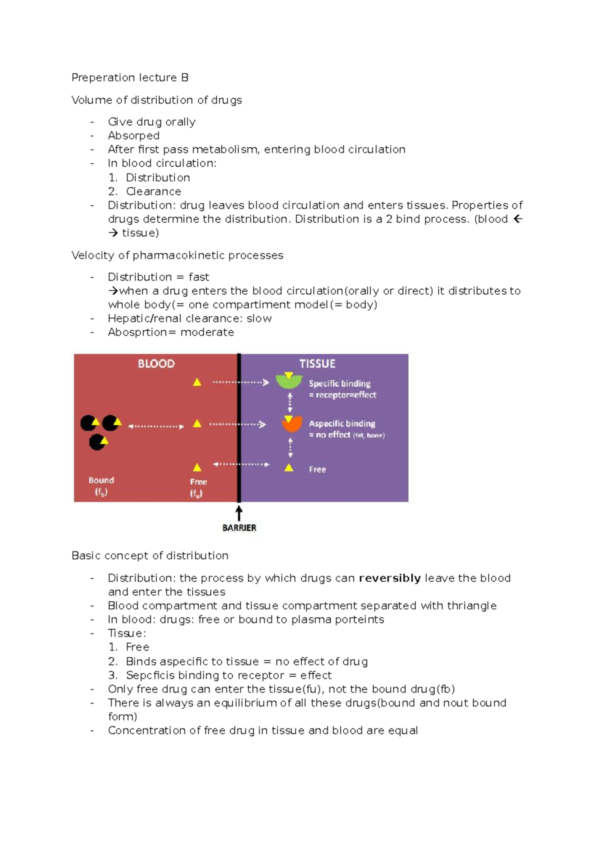 Preparation Lecture B: Volume of Distribution & Drug Clearance in ...