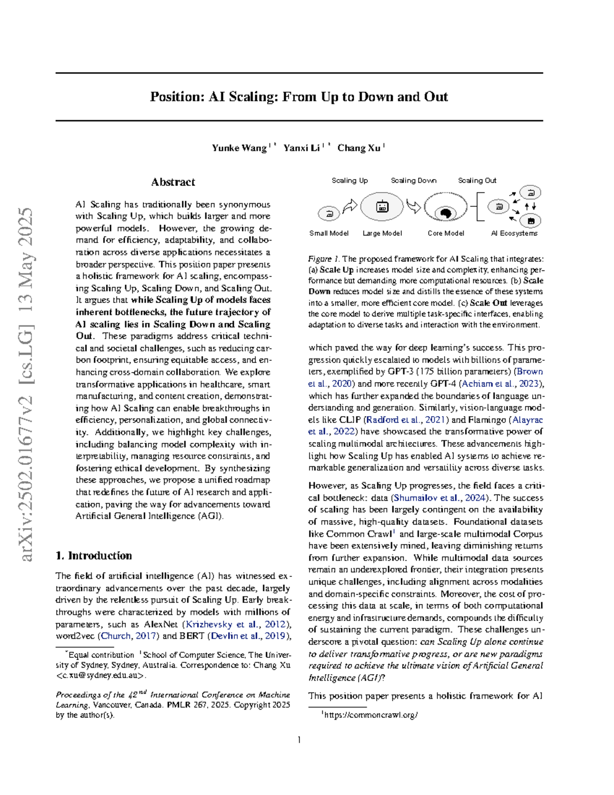 Position Paper: AI Scaling Framework - Up, Down, and Out (2502) - Studocu