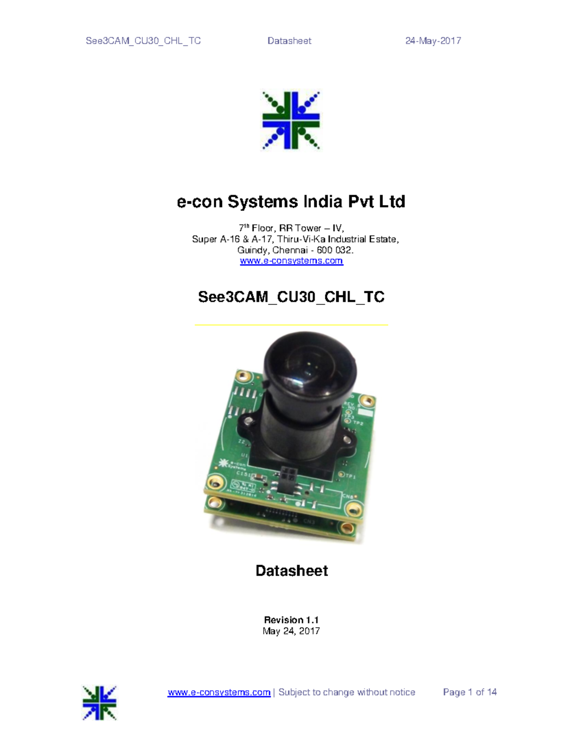 see3cam_CU30 カメラモジュール See3CAM_CU30 for Surveillance - e-con Systems
