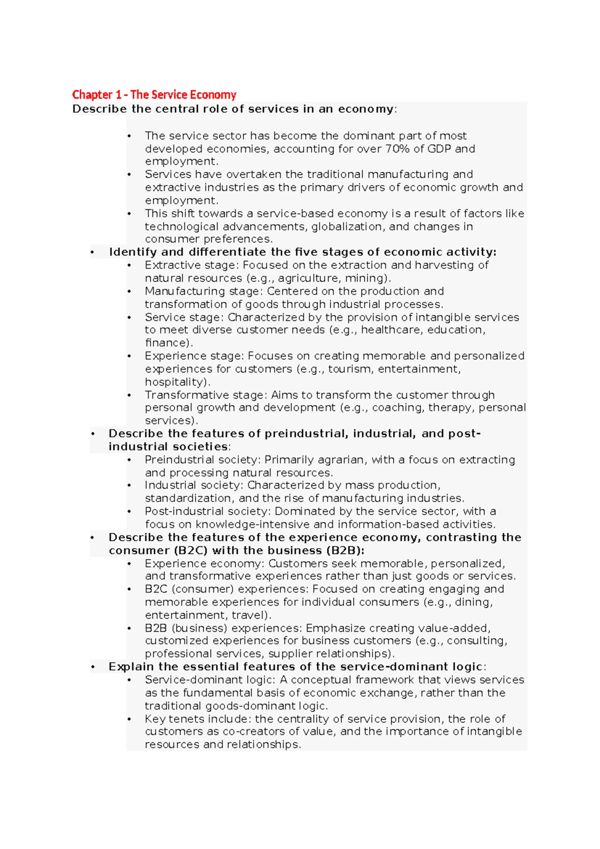 EM4447E - Chapter 1: Understanding the Service Economy - Studocu
