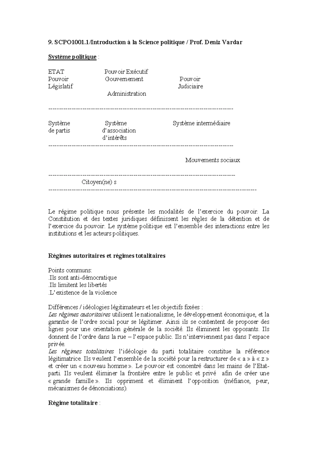 10 - notes de cours - SCPO1001/Introduction à la Science Politique ...