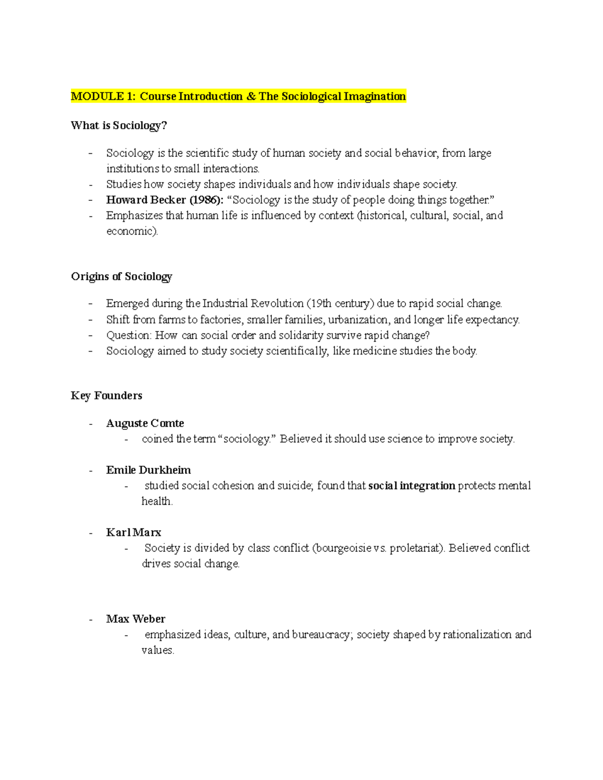 SOC 101 Final Exam Study Guide: Key Concepts & Theories in Sociology ...